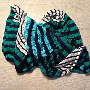 Striped Knit Infinity Scarf in green, Teal, Navy & White